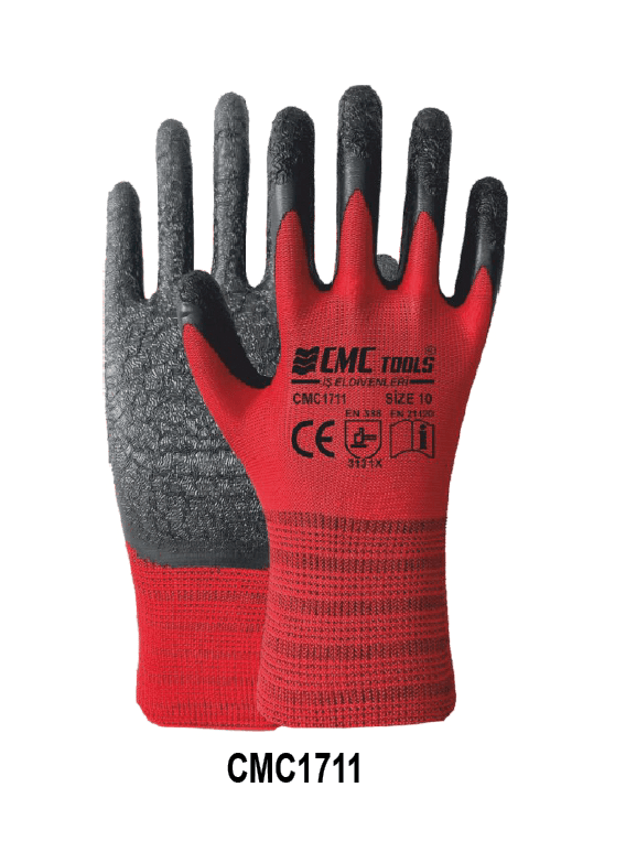CMC1711 CMC LATEX ELDİVEN KIRMIZI-SİYAH 1/2 NO:10