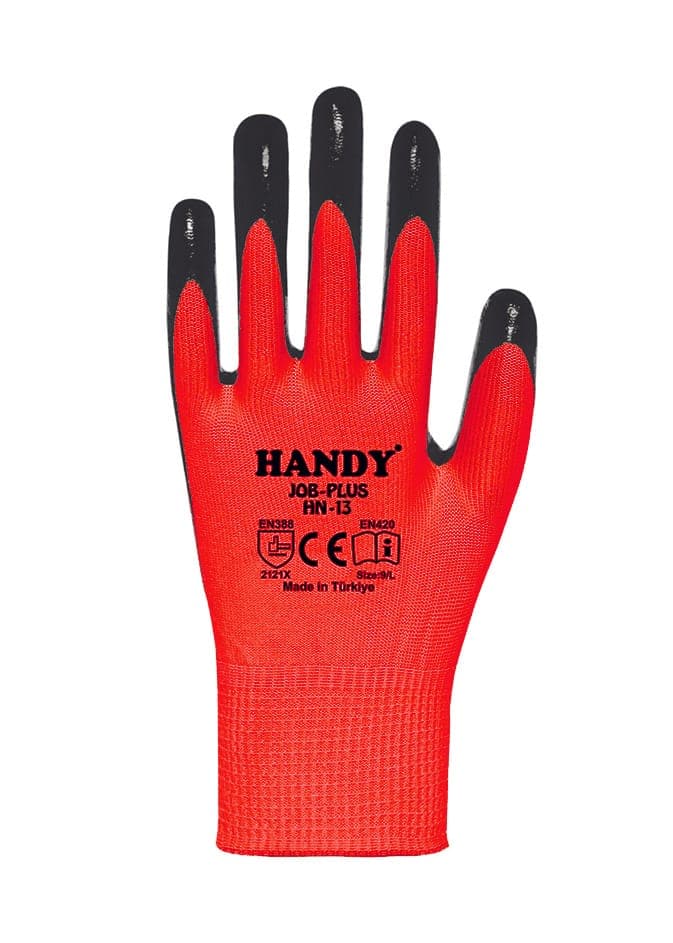 HN13K10 HANDY KIRMIZI-SİYAH ELDİVEN NO:10