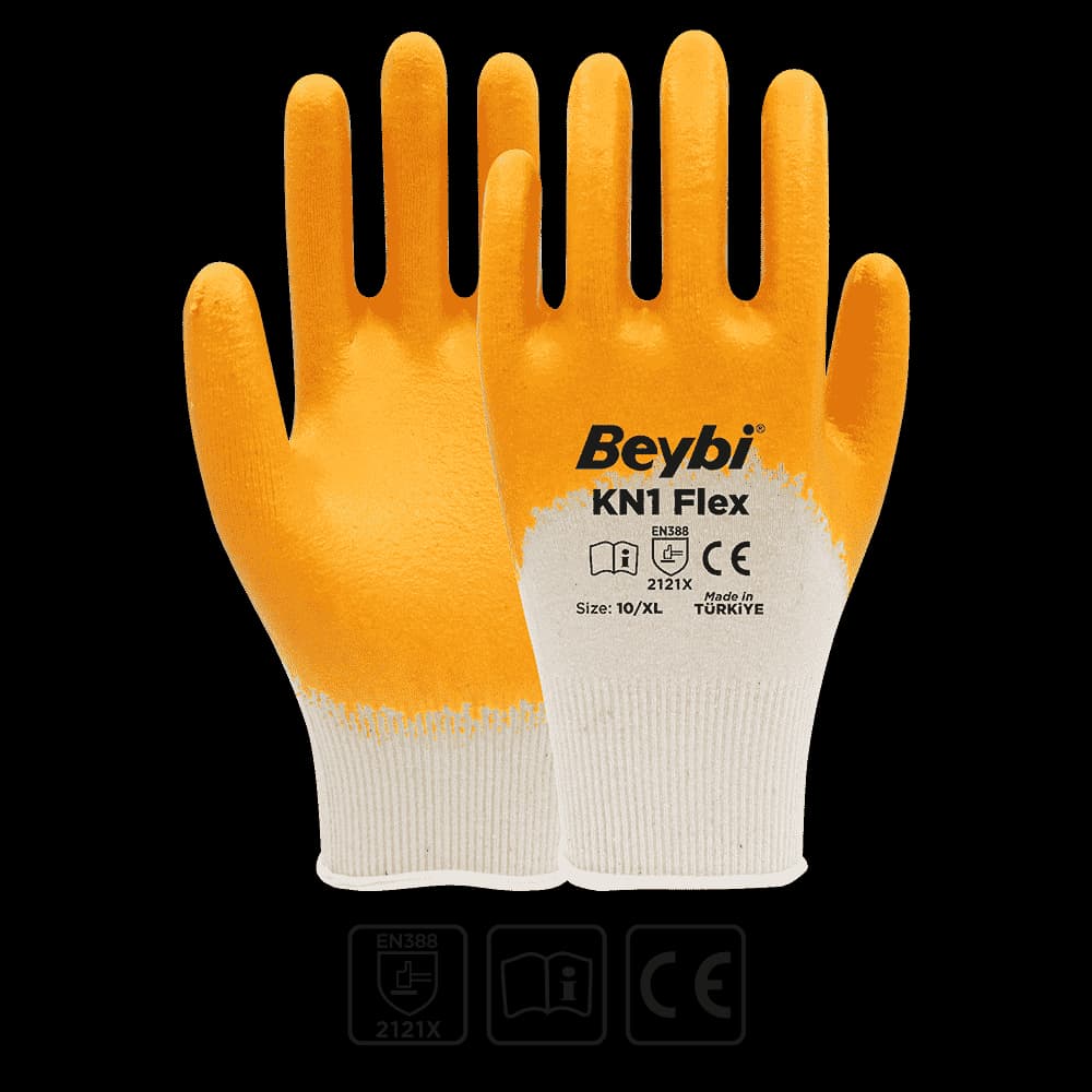 BEYBİ KN1FLEX NİTRİL ELDİVEN SARI NO:10